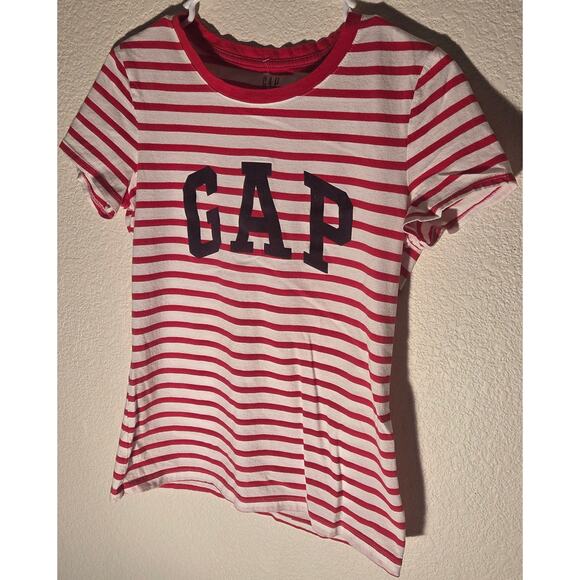 Gap Women's Small White and Red Striped T-Shirt - Picture 4 of 5